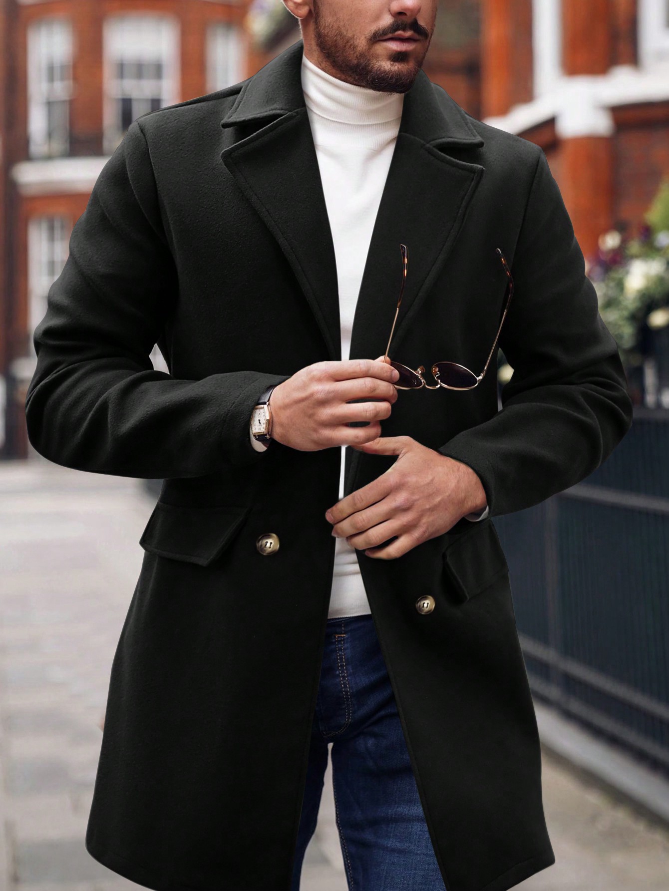 2025 otoño y invierno transfronterizos Europa y Estados Unidos ropa de hombre de doble botón chaqueta de tween abrigo abrigo de tween Amazon067 image 1