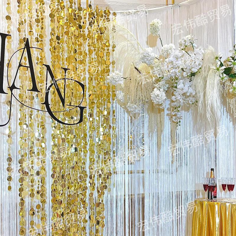 Wedding Props Gold Sequin String Silver Thread Curtain Sequin String Wedding Decoration Stage Ceiling Layout Props Background
