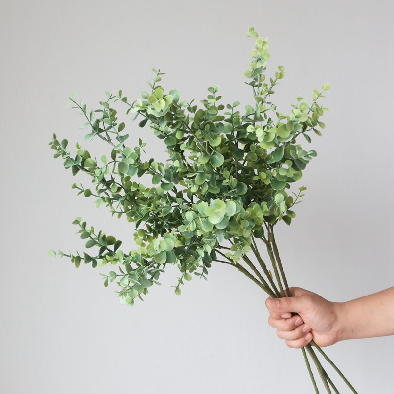 Ins-Style Artificial Green Plant with Long Stems, 3-Pronged Money Leaves, Home Live Broadcast Decoration, Artificial Flower Arrangement, Eucalyptus Leaves Ins-Style Artificial Green Plant with Long Stems, 3-Pronged Money Leaves, Home Live Broadcast Decoration, Artificial Flower Arrangement, Eucalyptus Leaves