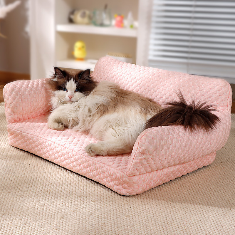 Sofá al por mayor, nido para gatos, cama para gatos, cama para perros, perrera de otoño e invierno, cama para perros, seda de hielo, almohadilla para gatos extraíble y lavable