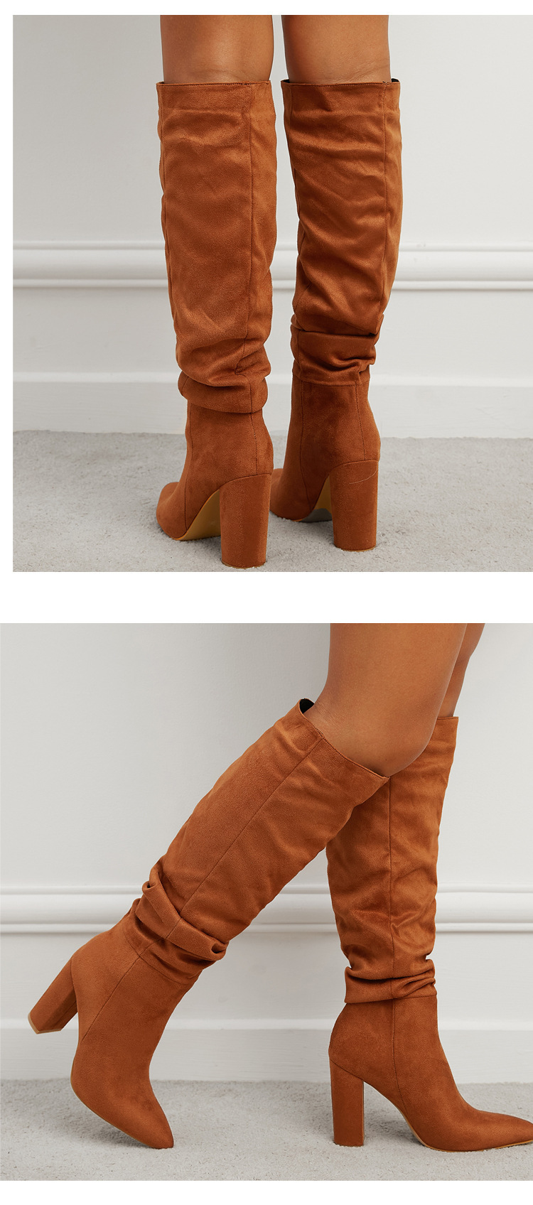 Women's new winter fashion pointed toe women's boots thick heel boots_voghion.com
