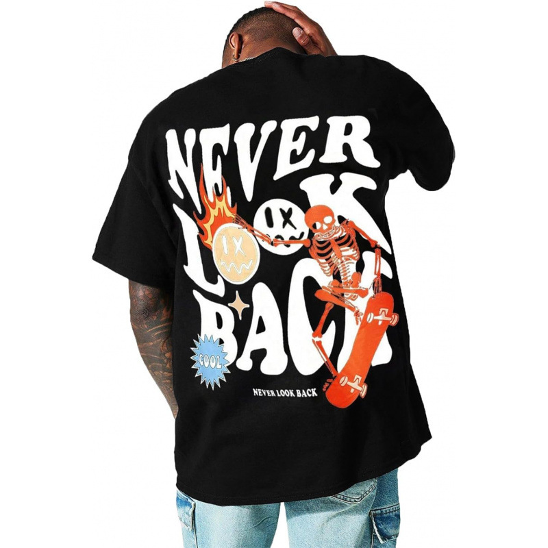 Cross-Border European Size Pure Cotton Uoua Mens Graphic Tees Vintage T-Shirts Oversize