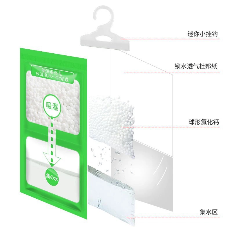 Desiccant Dehumidification Bag Food Moisture-Proof Moisture-Absorbing Mildew-Proof Bag Dormitory Student Hanging Wardrobe Bag Box Home