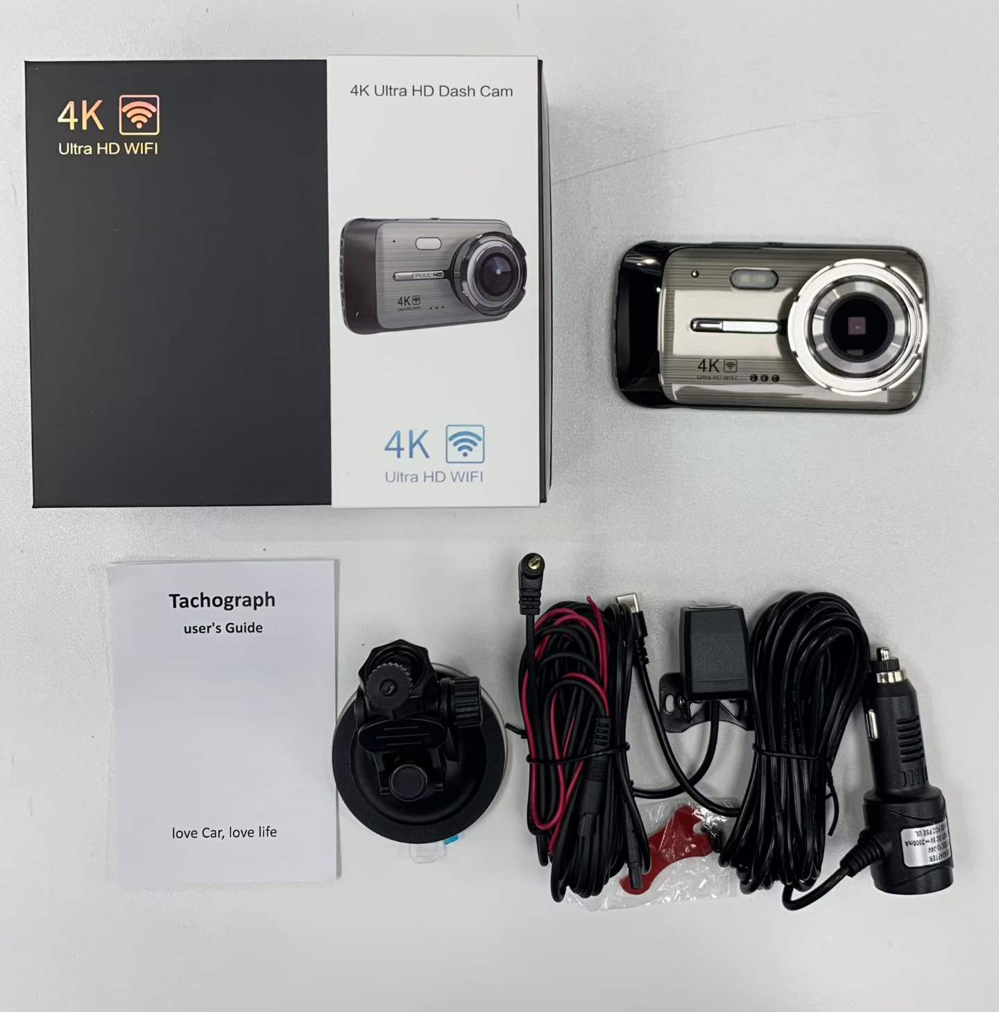 Cross-border high-definition dash cam 4K dual-lens WiFi connected 4inch screen car camera Dash Cam
