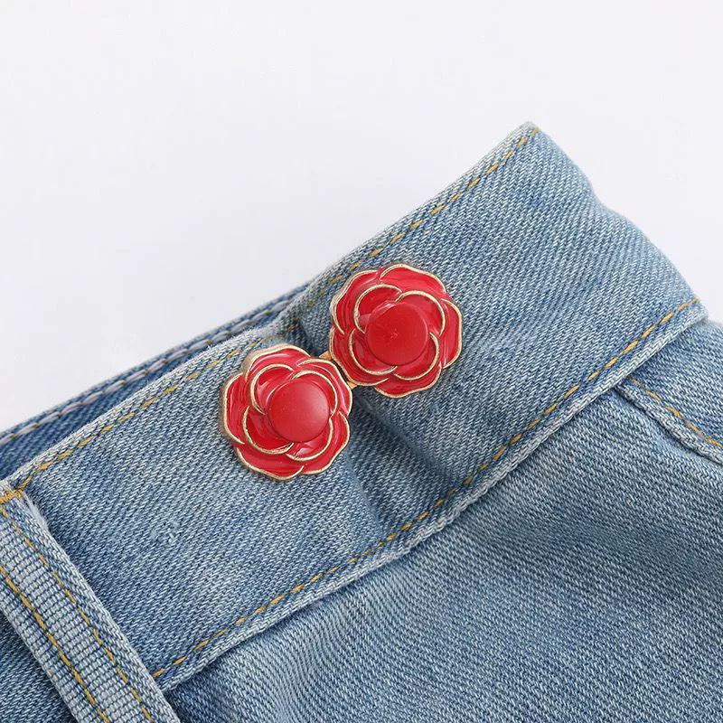 Nail-Free Removable Waist Buckle Pair, Flat-Bottom Seamless Buttons for Pants & Skirts, Assorted Designs