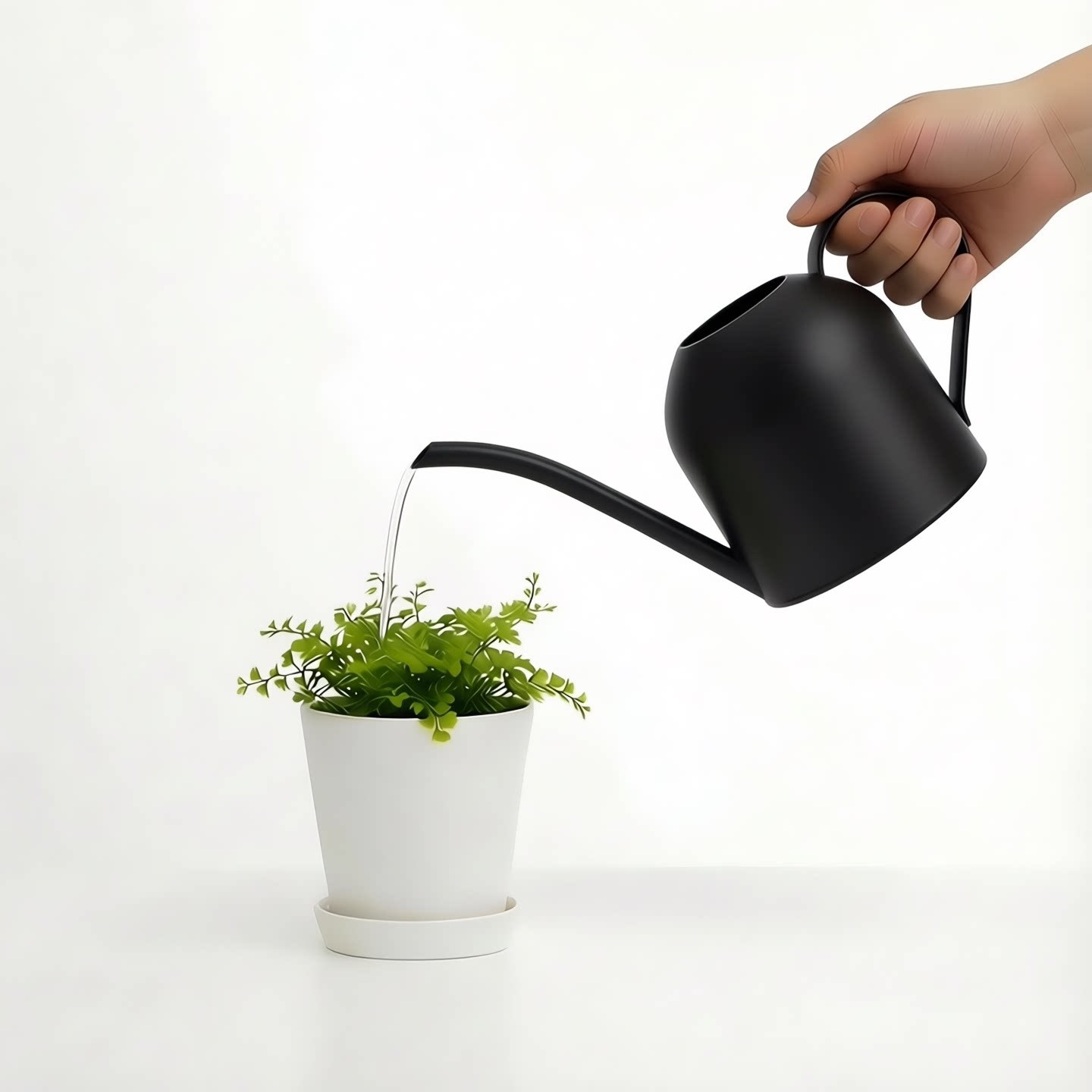 Acero inoxidable boca larga regadera metal planta verde regadera de oro pequeña regadera jardinería 500ml