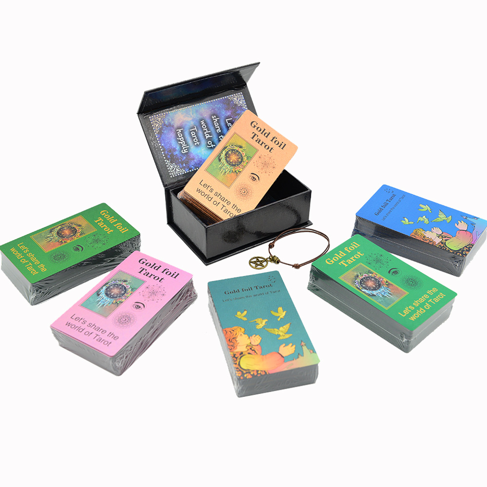 Gold Foil Tarot Cards Set Six Colour Eye Moon Board Game Cards_voghion.com