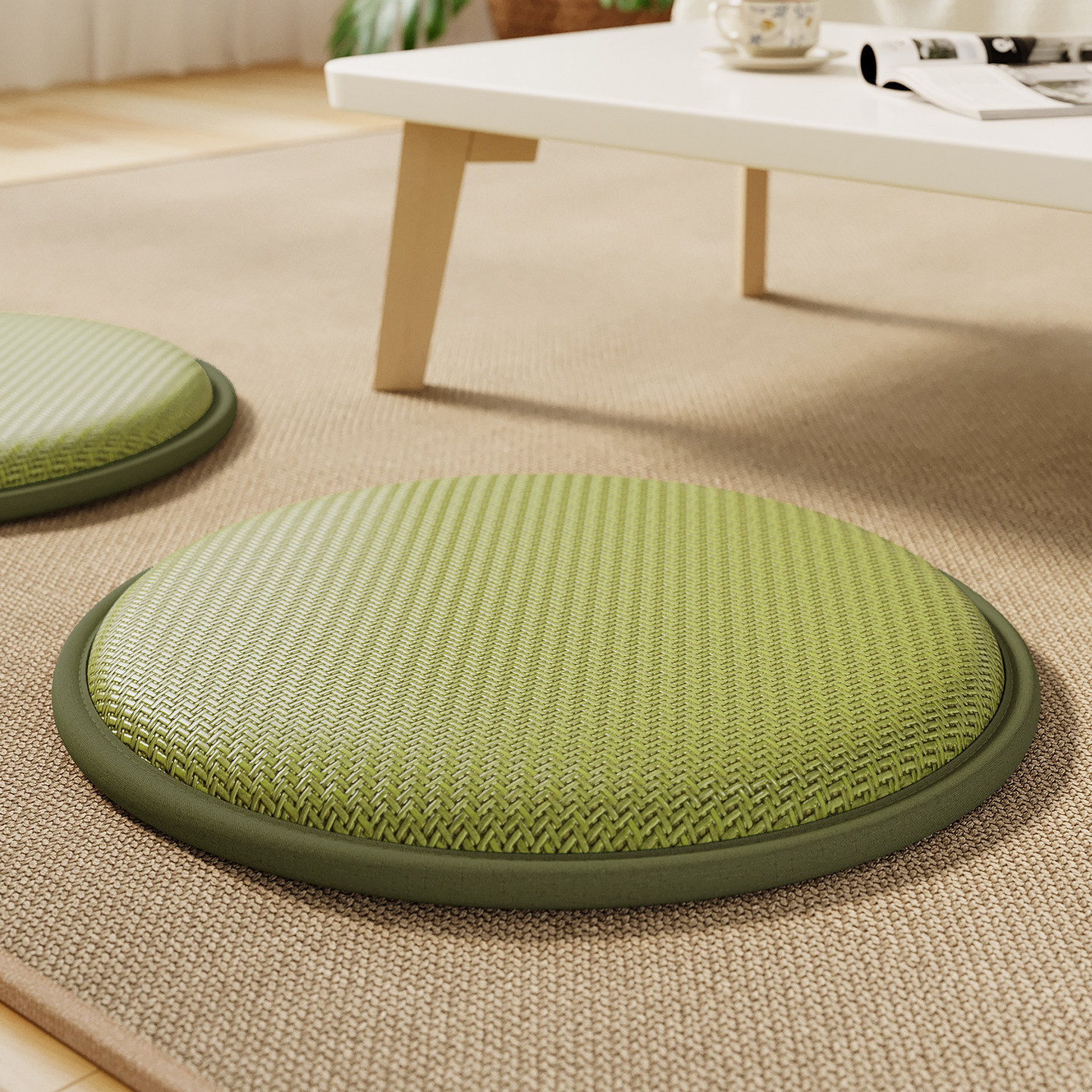 Futon redondo cojín de suelo de tela de caña cojín de ventana flotante cojín de verano de caña cojín de silla de comedor casera cojín antideslizante cojín de cojín