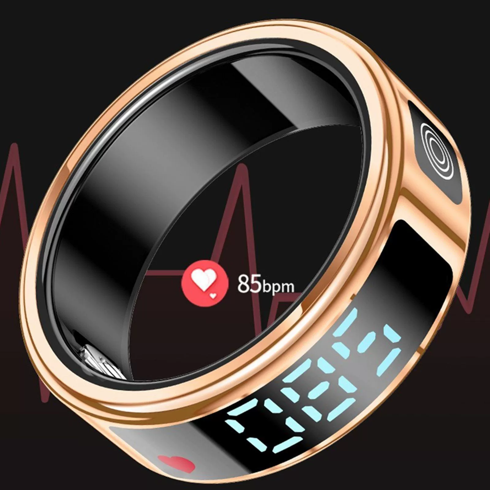 带显示屏戒指智能指环黑科技戒指血氧心率监测运动遥控拍照戒指