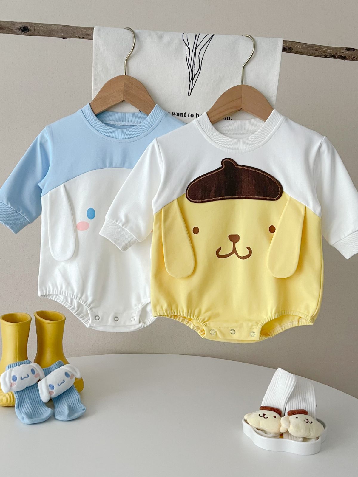 Mono de bebé de manga larga de estilo coreano de primavera ins pequeño mameluco de color a juego con forma de animal funda de Bebé Ropa de 100 años