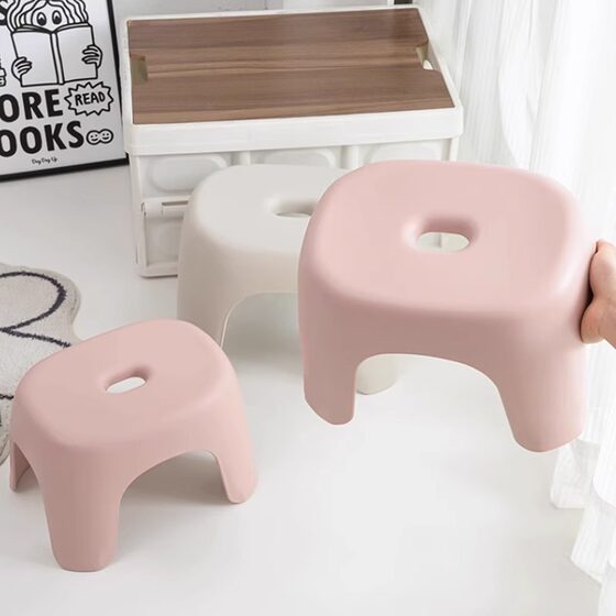 Trendy Household Living Room Coffee Table Children's Plastic Small Stool Bath Bench Chair Stackable Bathroom Shoe-Changing Low Stool