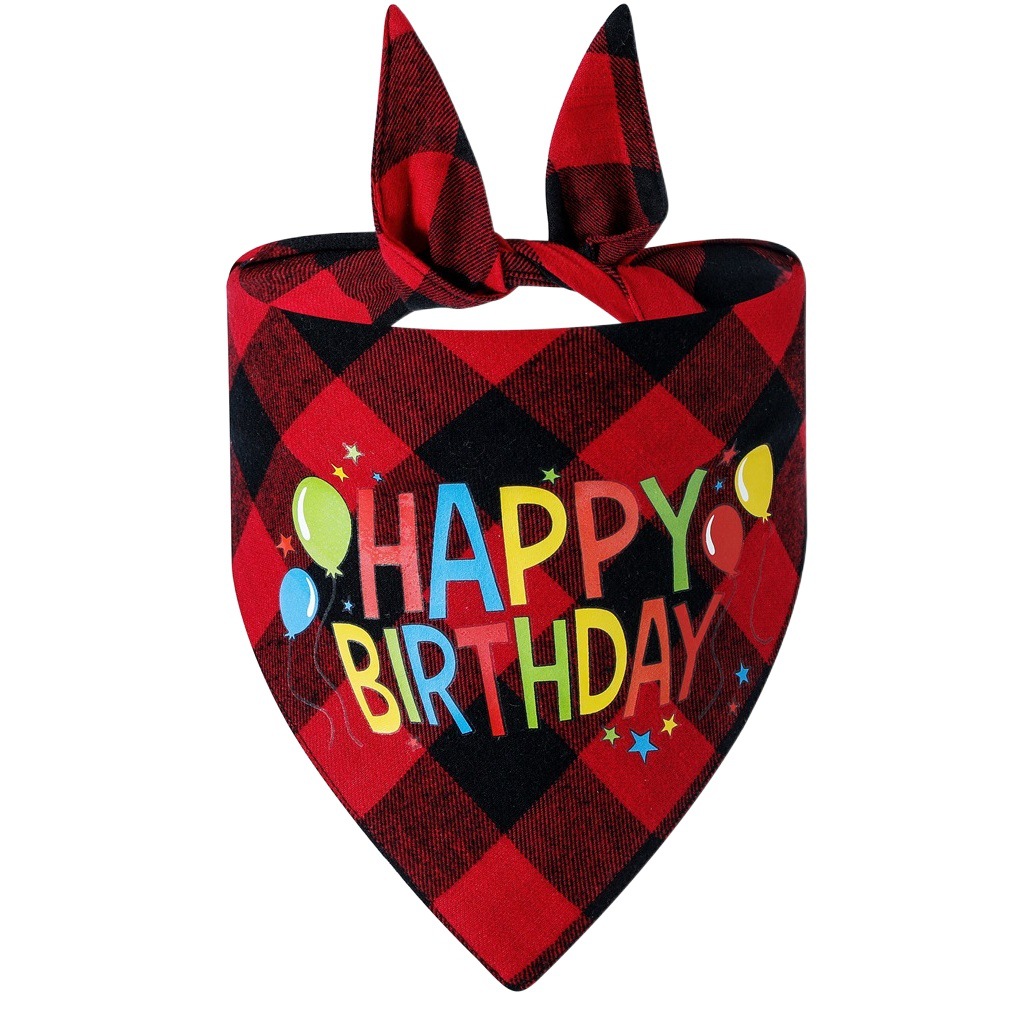 Fabricante en stock transfronterizo nuevo triángulo toalla algodón a cuadros mascota perro saliva toalla mascota cumpleaños saliva toalla