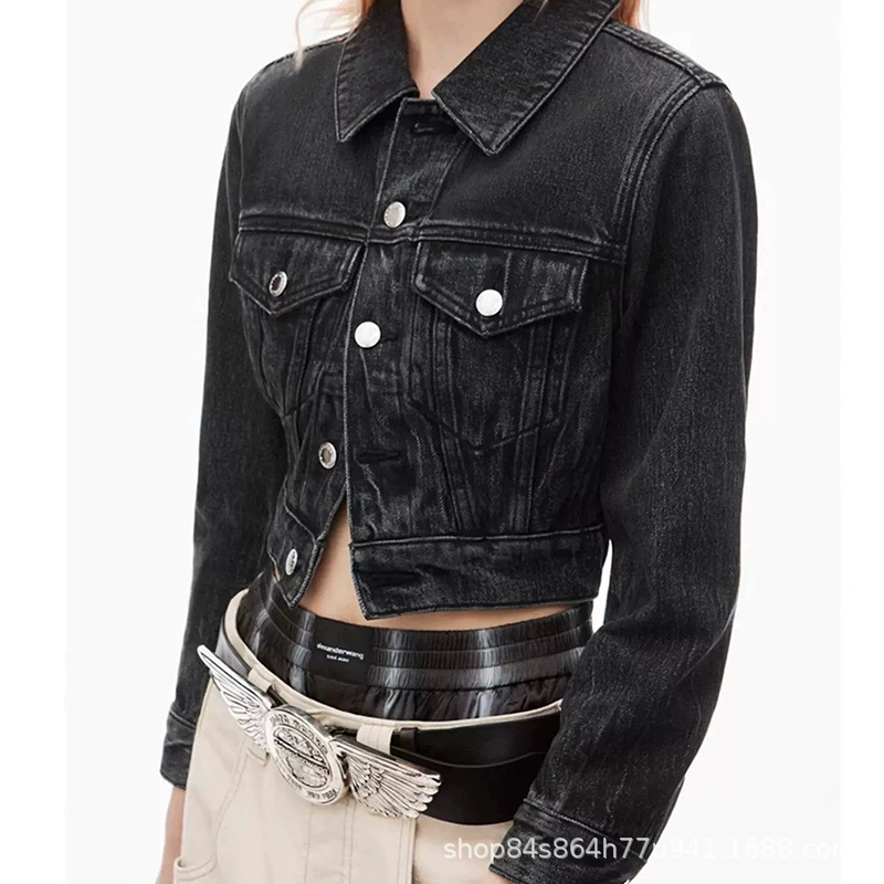 Осенний деним ретро короткая куртка, slim fit