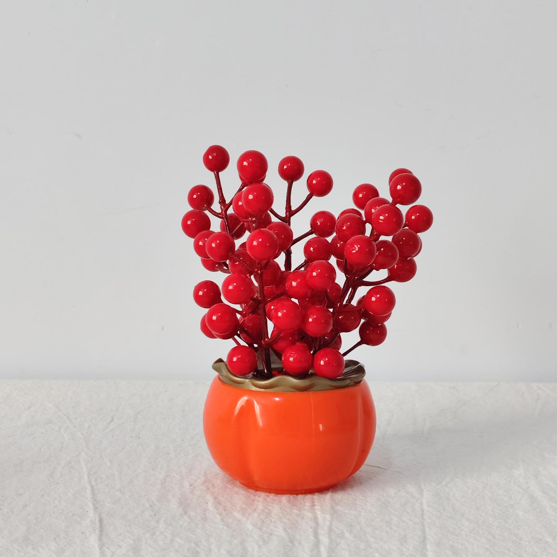 Flores de imitación de flores de fruta de riqueza de vacaciones de Año Nuevo decoración de casa de boda barril de caqui ornamentos de decoración de decoración