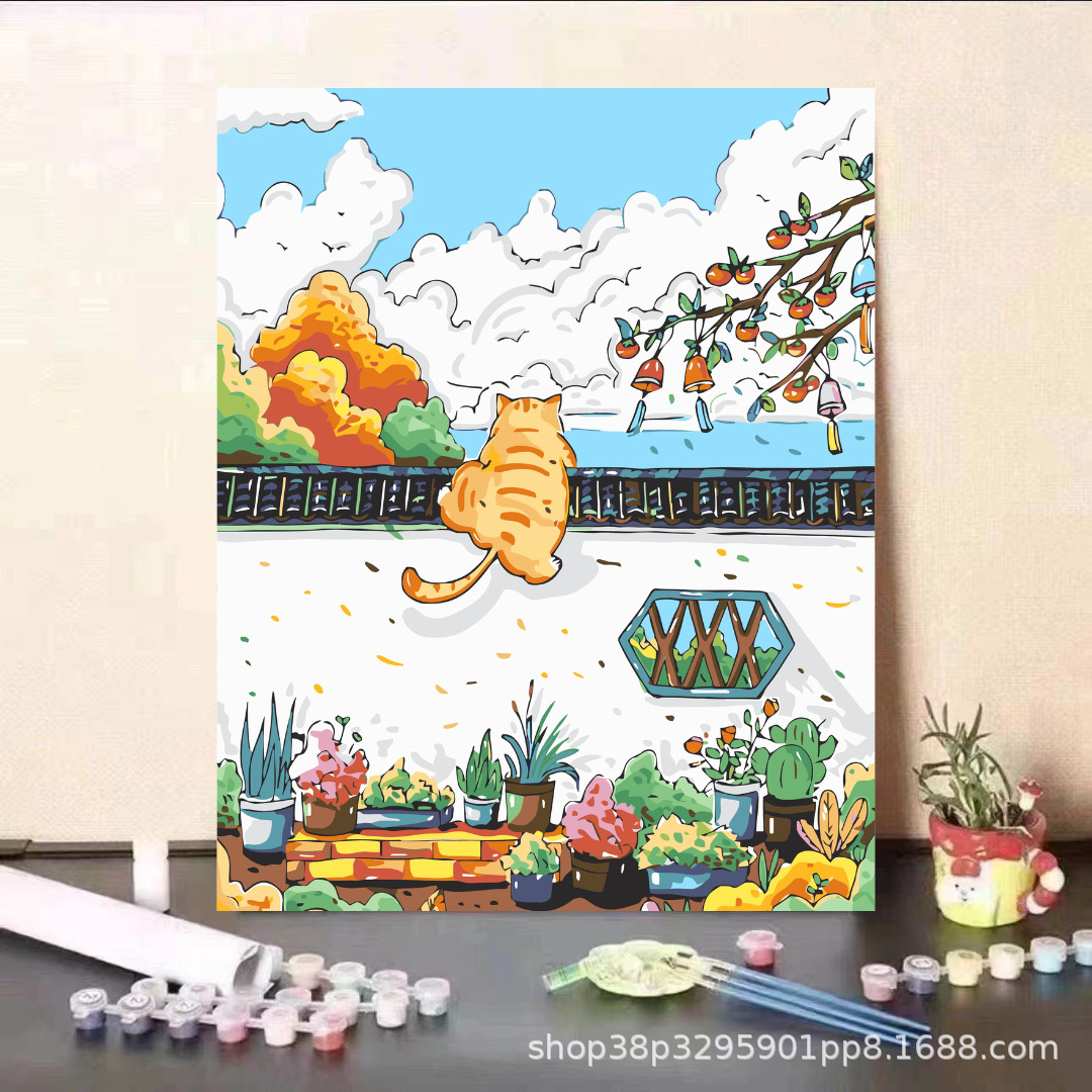 DiDi [al por mayor] pintura al óleo digital dibujos animados dibujos animados pinturas decorativas hechas a mano 40 * 50