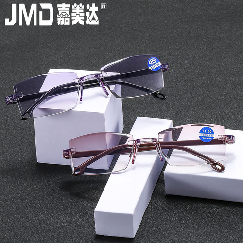 New Frameless Reading Glasses Diamond Cut Edge Fashion Reading Glasses Anti-Blue Light Reading Glasses Smart Reading Glasses 8035