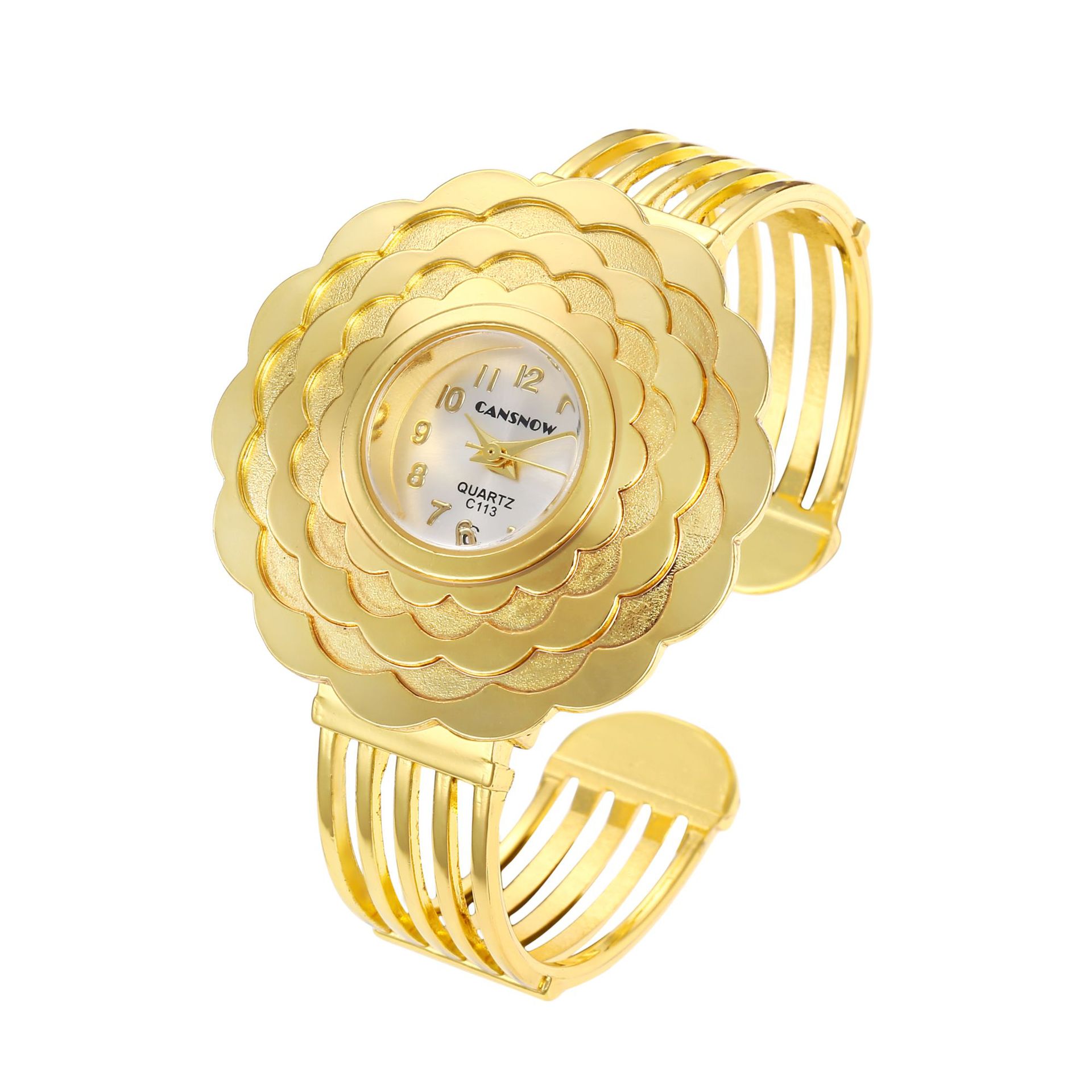 Opening Buckle Style Retro Classic Style Geometric Opening Alloy Strap Quartz Watch