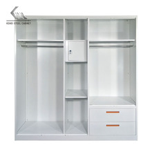 无醛钢制衣柜卧室儿童房出租房铁艺大衣柜带抽屉供应链厂货源清仓