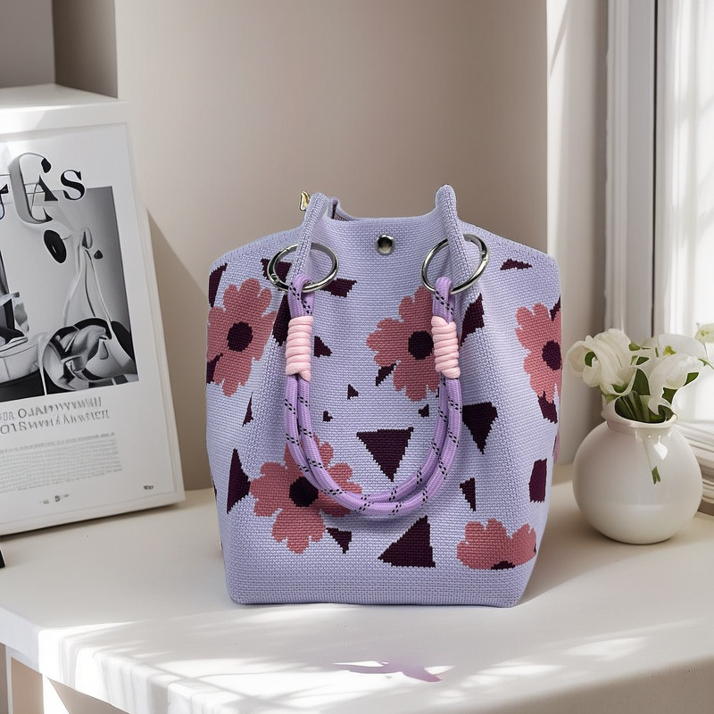 Nicho de diseño blanco y negro jersey jersey bolso de mano casual versátil gran capacidad bolso de mochila fábrica directa