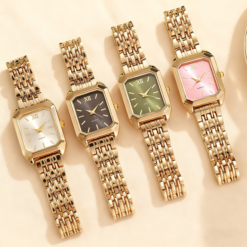 2025 New Light Luxury Steel Band Women's Watch Female Student Fashion Simple Square Quartz Watch Wholesale