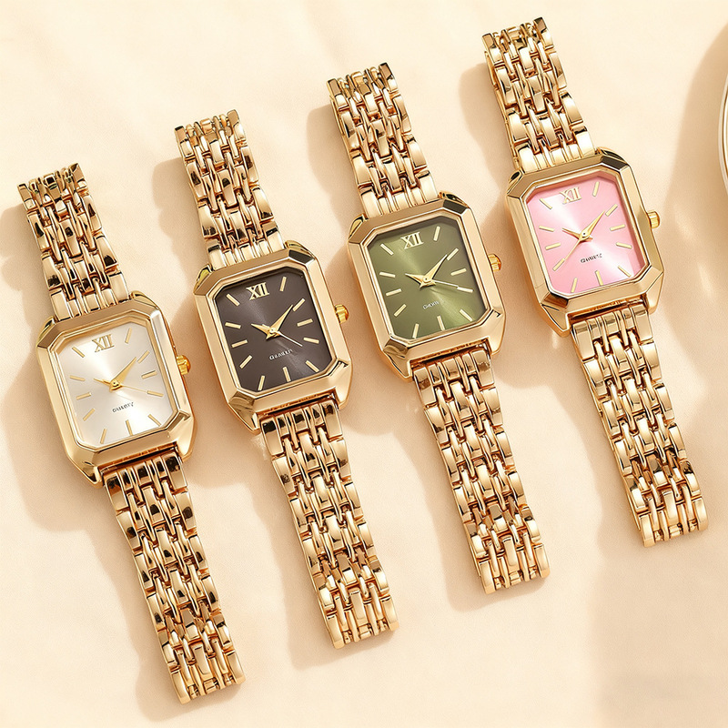 2025 New Light Luxury Steel Band Women's Watch Female Student Fashion Simple Square Quartz Watch Wholesale