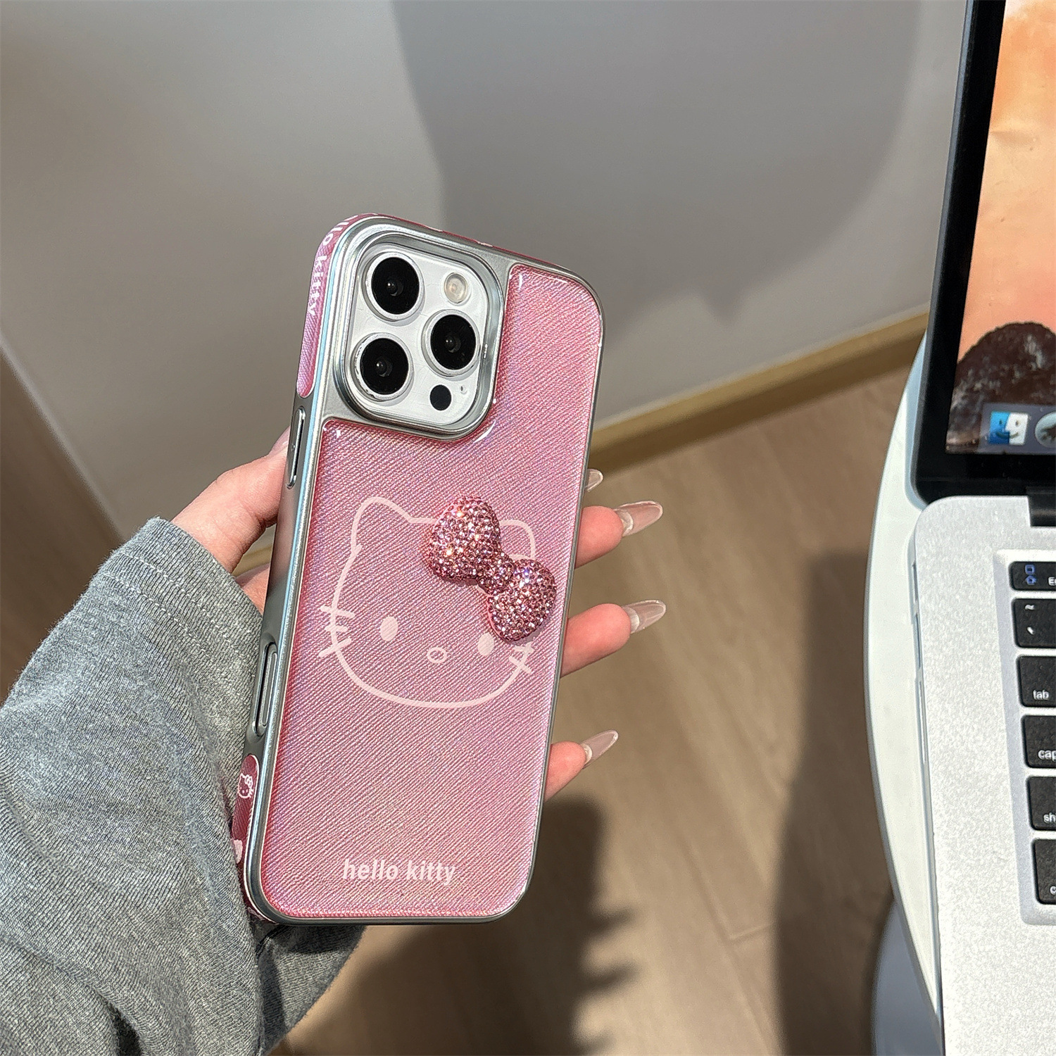 Corazón de niña japonesa y coreana arco tridimensional KT gato para Apple 15Pro funda para teléfono móvil 16PorMax nicho 14/13