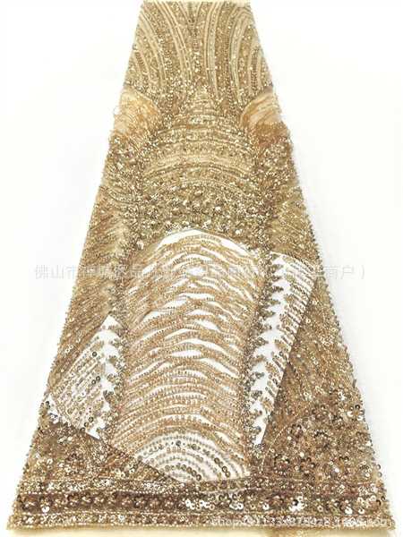 Fabricante pesado flange cuentas de tela de moda diseño europeo y americano vestido de cena vestido de tela