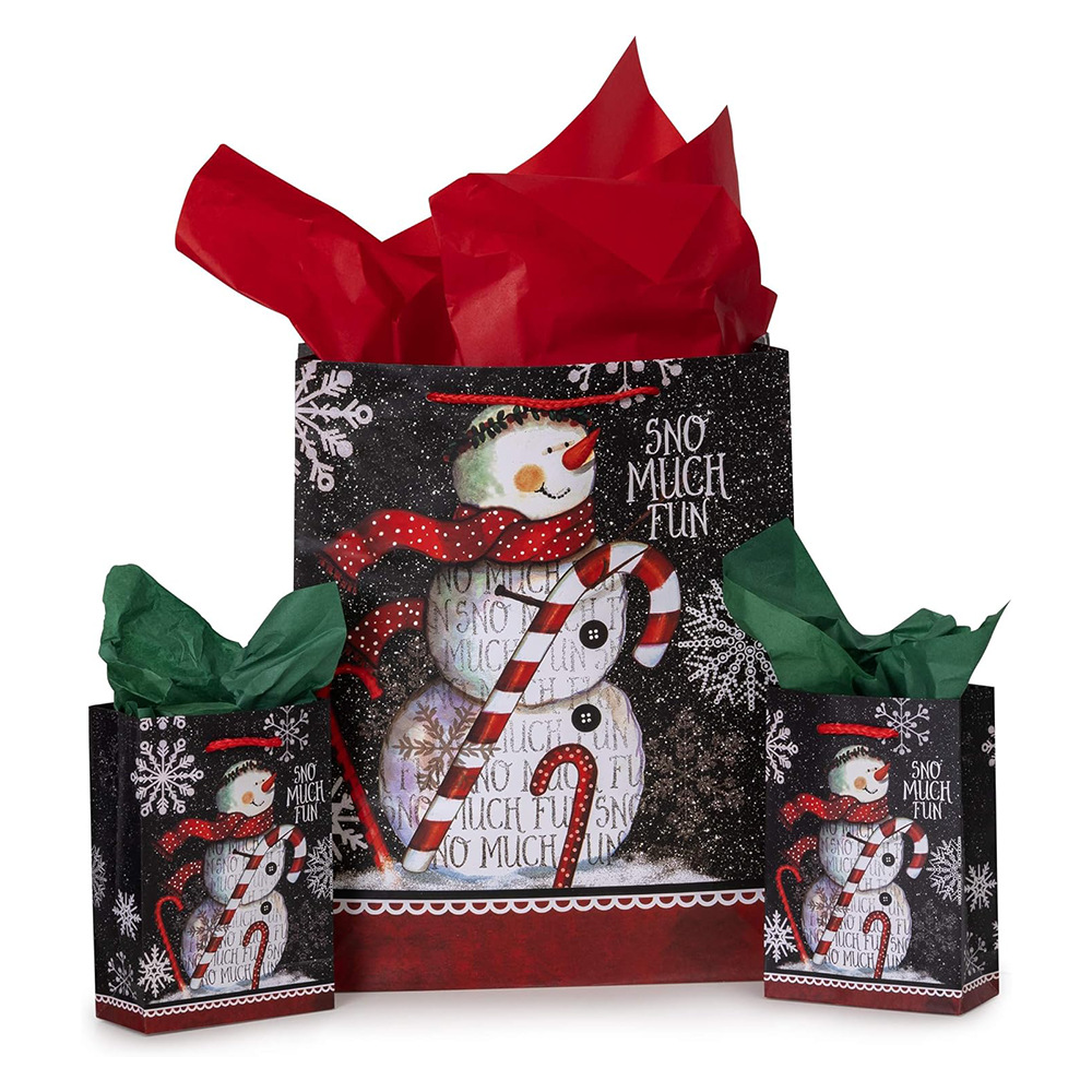 圣诞节手提袋 亚马逊专供 白卡纸袋 礼品袋 彩色印刷手提袋外贸专