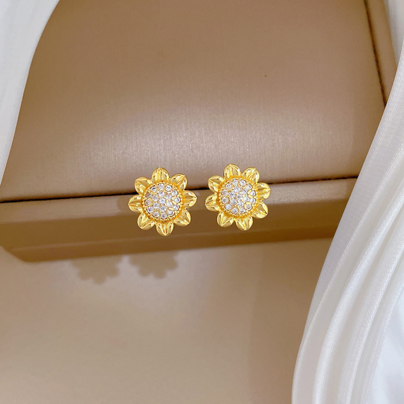 Wunderschöne Sonnenblumenhalskette Mit Strass Aus Titanstahl_voghion.com