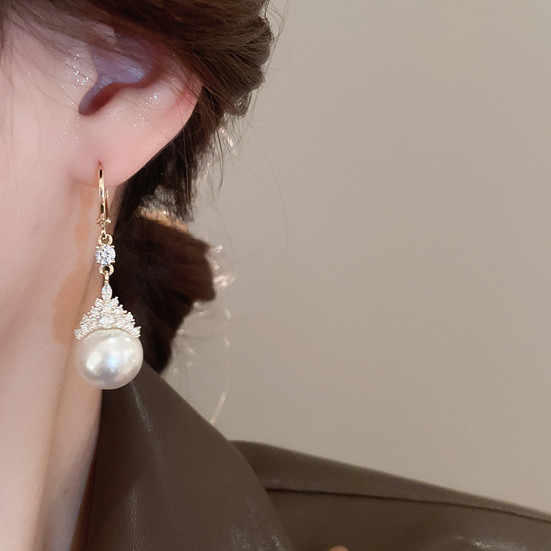 真金电镀圆形珍珠款耳钉项链套装小众耳环时尚气质耳饰轻奢高级感详情14