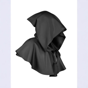 Cosplay Performance Headgear Cross-Border Halloween Adult Cos Costume Pure Color Stand Collar Hooded Black Death Hood