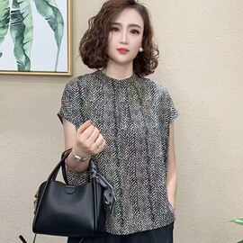 高端时尚小衫女士夏天衣服洋气减龄短袖t恤百搭宽松显瘦遮肉上衣