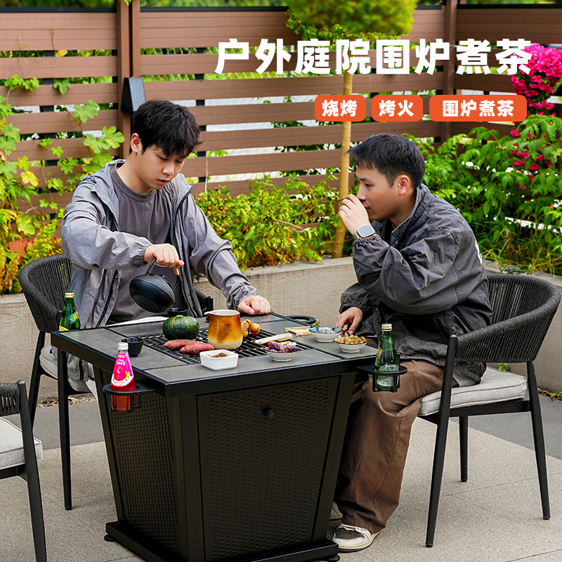 Jardín al aire libre patio horno de barbacoa de carbón leña tabla de barbacoa doméstica parrilla horno de carbón asado acero inoxidable BBQ