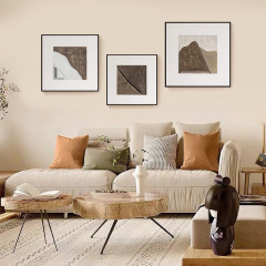 侘寂風高級感客廳裝飾畫輕奢日式原木風方形臥室床頭抽象掛畫