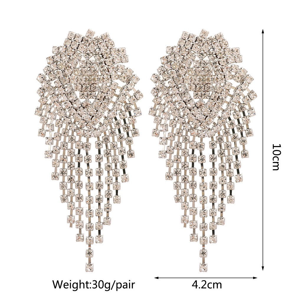 All Seasons Season Women's Gender 1 Pair Glam Tassel Copper Rhinestones Drop Earrings