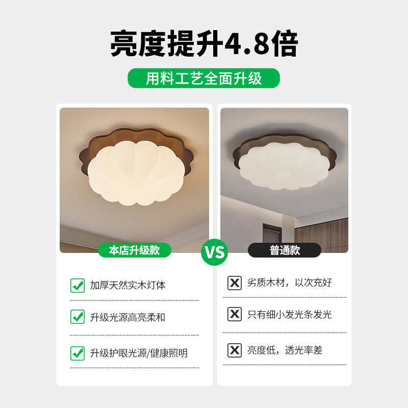 lámpara de techo del dormitorio 2026 nueva lámpara de habitación cuadrada de protección de ojos tronco de madera silenciosa viento medieval Zhongshan lámpara 274L