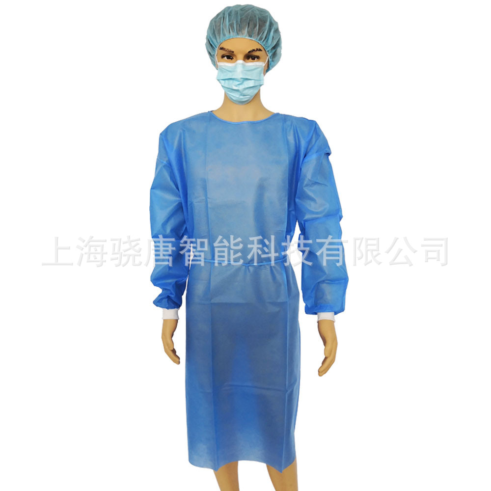 一次性SMS无纺布针织袖口隔离手术衣加厚45克无纺布SMS反穿隔离衣