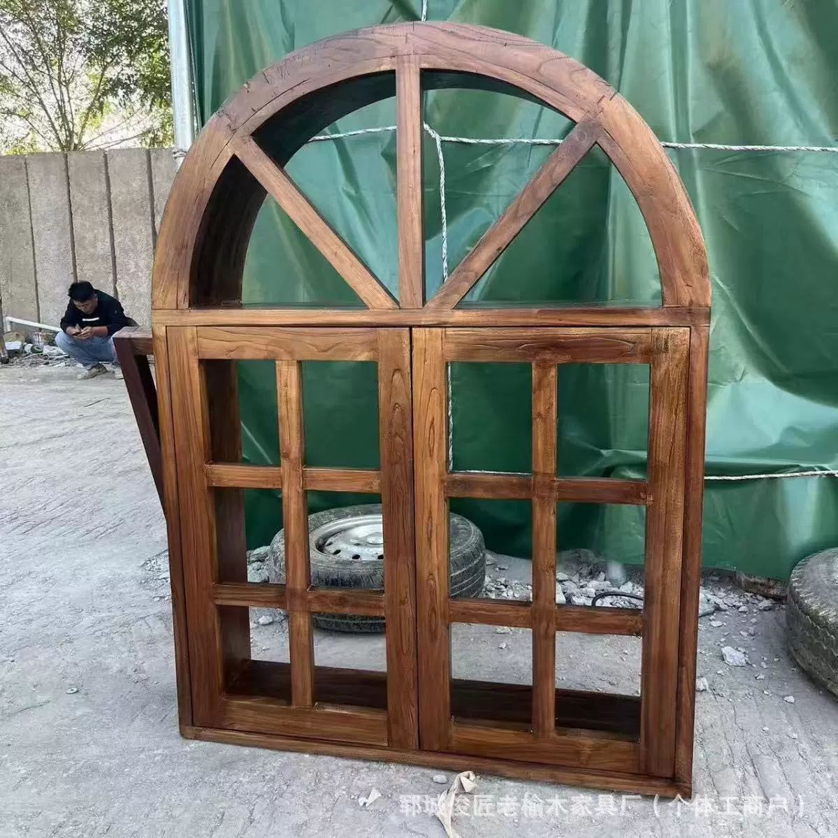 老榆木门窗咖啡厅服装店复古门框田园实木花店窗框复古做旧窗框