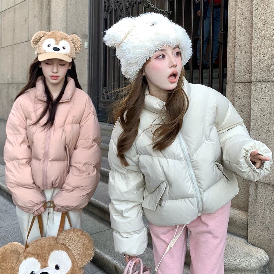2025冬季新款韩版时尚小泡芙短款羽绒服小个子百搭显瘦白鸭绒外套