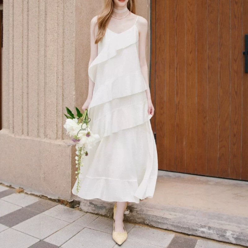Women's Suspender Long Dress 2026 Autumn New Style Light Luxury High-End Tencel Dress L95A232