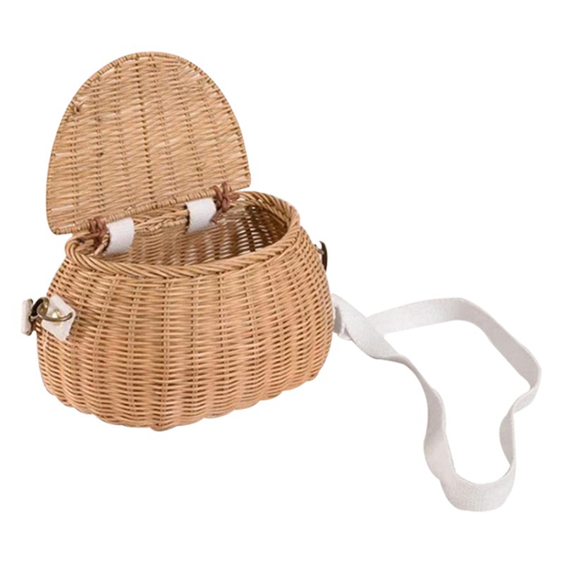 Cesta de ratán pequeña estilo INS, cesta de bicicleta para niños, bolso bandolera de un solo hombro, cesta de juguetes tejida, cesta de almacenamiento