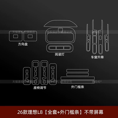 L8 ceiling TV tempered film, rear | Car interior film - 26-units-of-the-ideal-l8-full-set-exterior-door-sill-strips-without-screen