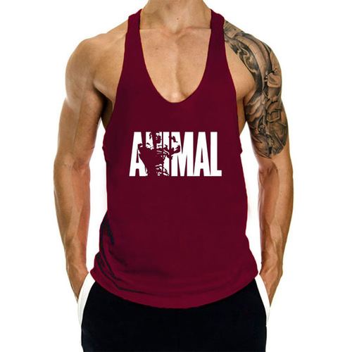 Round Neck Casual Running Training Western Style Letterback Sports Bra with Custom Logo Loose Sleeveless Men's Fitness Sweatshirt