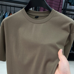 Counter Quality Men's Short-sleeved T-shirt 2024 Summer Fashionable All-match Top Solid Color Ha Round Neck Half-sleeved T-shirt