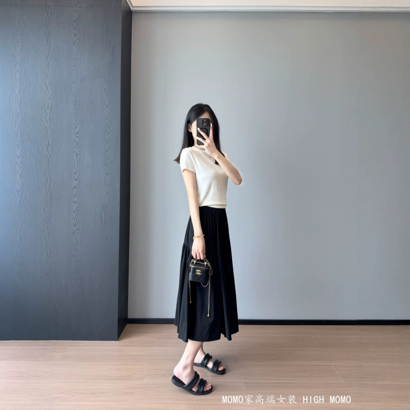 Relaxed Style Outfit~ Unique Irregular Design Elastic Waist A-Line Mid-Length Puffy Skirt for Women in Summer