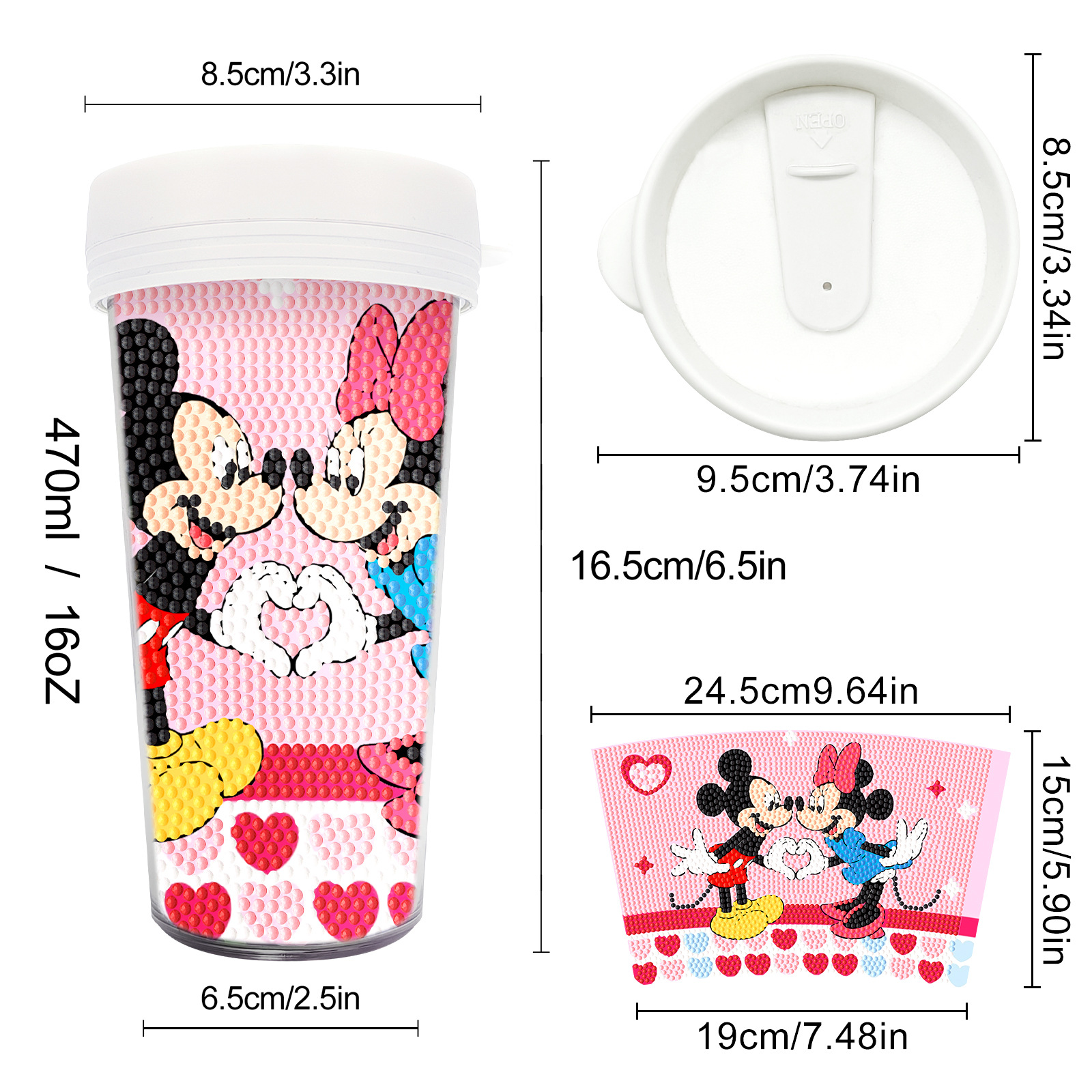 Pintura de diamantes seleccionada nueva taza de bricolaje pintura de diamantes completa etiqueta de artesanía de diamantes botella de agua para beber distribución al por mayor