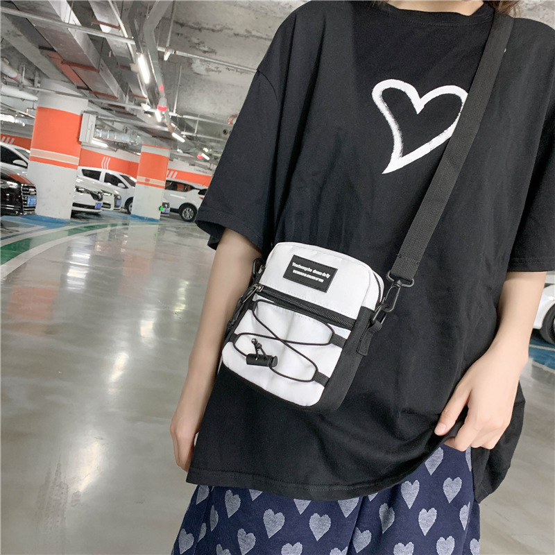 67g Weight Zipper Closure Type Single Shoulder Strap Strap Type Crossbody Bag Bags Type Nylon Material Letter Pattern Streetwear Style Square Shape Khaki, Light Grey, White, Black Color Small Size Small Nylon Letter Streetwear Square Zipper Crossbody Bag 45