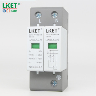 Ac Surge Protector 2060 40Ka/2P/385V Lightning Arrester Lightning Protection Device Household Protection Power Supply