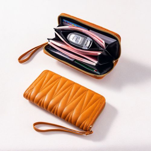 Macaron Embroidered Wallet for Women, Short and Long, European and American Lightweight Luxury Chanel Style Handbag Zipper Lady Cross-border Wallet