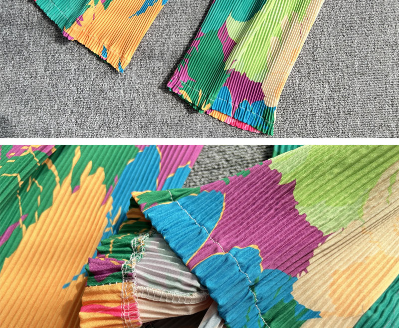 Women's Clothing Fashion suit women's casual loose long sleeved single breasted shirt two piece set high slimming tie dye printed wide leg pants_voghion.com